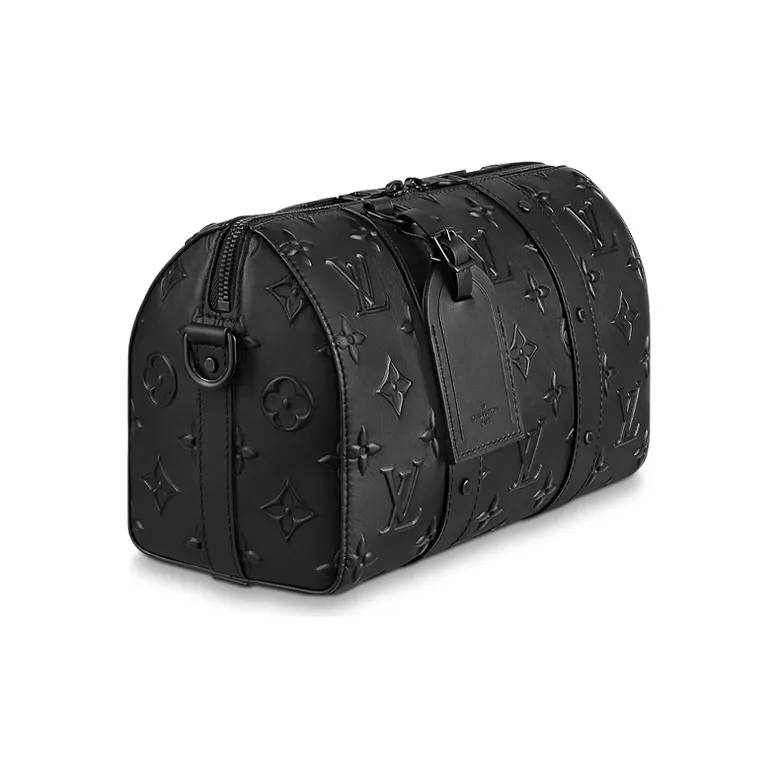 LOUIS VUITTON City Keepall Seal Cow Leather Travel Bag, Shoulder Bag, Crossbody Bag Regular Men's Black-1