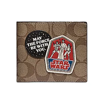 COACH X Star Wars Koko 3 IN 1 Wallet Canvas Half Fold Cropped Wallet Men's Brown