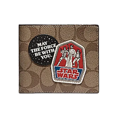 COACH X Star Wars Koko 3 IN 1 Wallet Canvas Half Fold Cropped Wallet Men's Brown