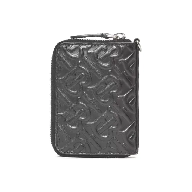 Burberry Cow Leather Clutch Coin Purse Card Holder Men's Black-2