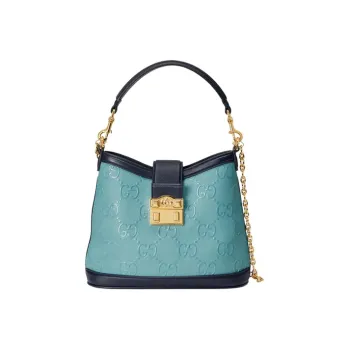 GUCCI Leather Shoulder Bag Small Size Women's Blue