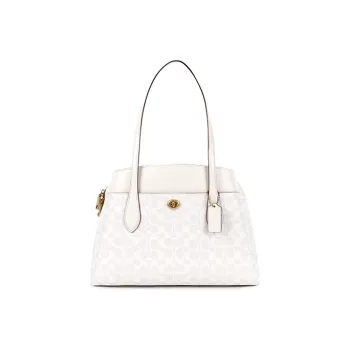 COACH PVC With Leather Shoulder Bag Crossbody Bag Handbag Women's White