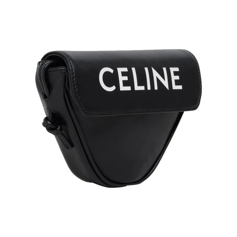 CELINE Leather Patchwork Cow Leather Handbag Coin Purse Shoulder Bag Crossbody Bag Mini Unisex Black-2
