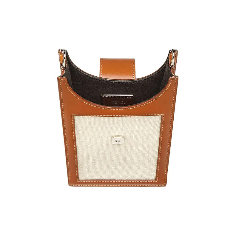 FENDI Baguette Canvas With Leather Baguette Bag Shoulder Bag Crossbody Bag Handbag Cell Phone Pouch Unisex Brown/White-3