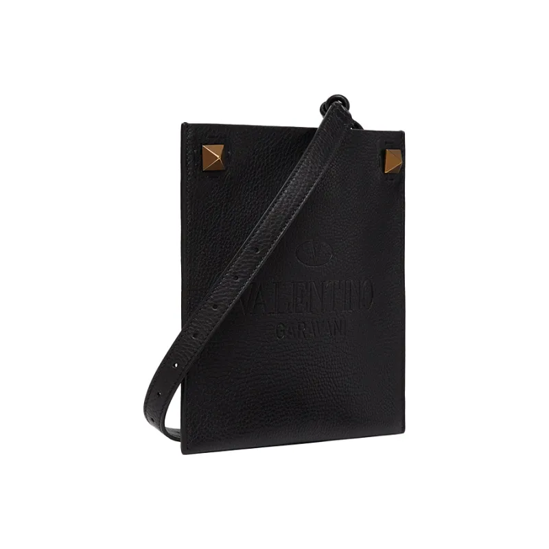 Valentino Calfskin Crossbody Bag Shoulder Bag Small Size Men's Black-1