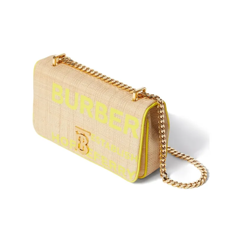 Burberry HorseferryLola Lola Bag Raffia Fiber Handbag, Shoulder Bag, Crossbody Bag Small Size Women's-3