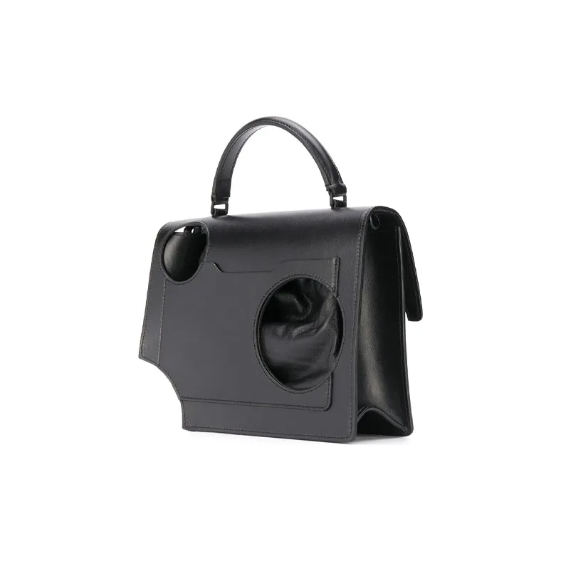 OFF WHITE Leather Crossbody One Shoulder Handbags Women's Black-1