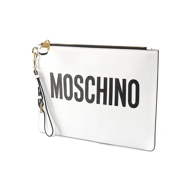 MOSCHINO Calfskin Clutches Handbags Regular Women's White-1