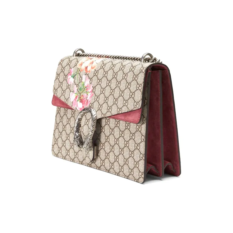 GUCCI Dionysus GG Blooms Canvas With Leather Shoulder Bag Crossbody Bag Medium Size Women's Ebony/Pink-2