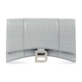 Balenciaga Hourglass Cow Leather Shoulder Bag Crossbody Bag Women's Gray