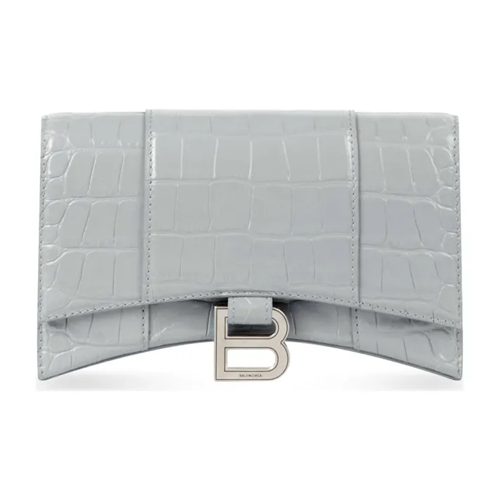 Balenciaga Hourglass Cow Leather Shoulder Bag Crossbody Bag Women's Gray-0