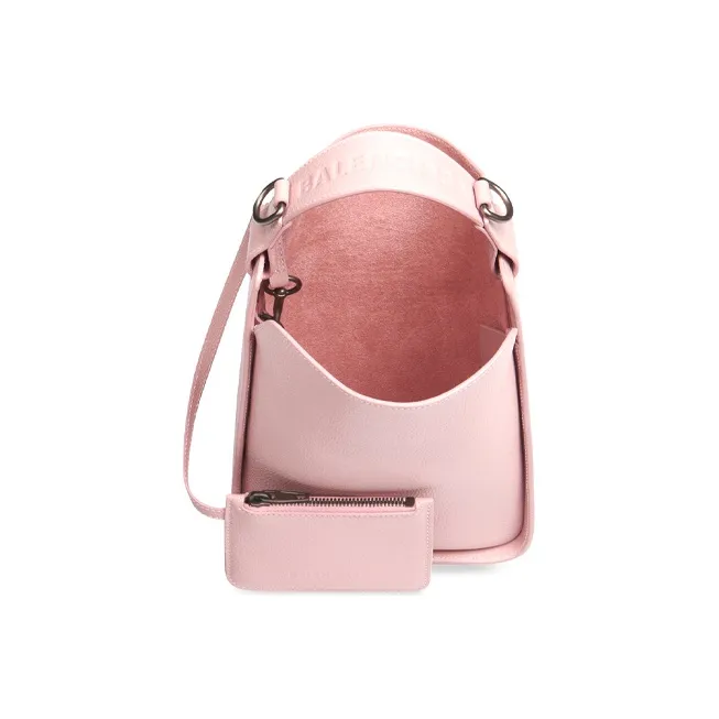Balenciaga Crocodile Pattern Embossed Cow Leather Tote Bag Shopping Bag Handbag Shoulder Bags Small Size Women's Pink-3