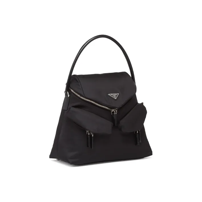 PRADA Hobo Nylon With Leather Handbag Women's Black-1
