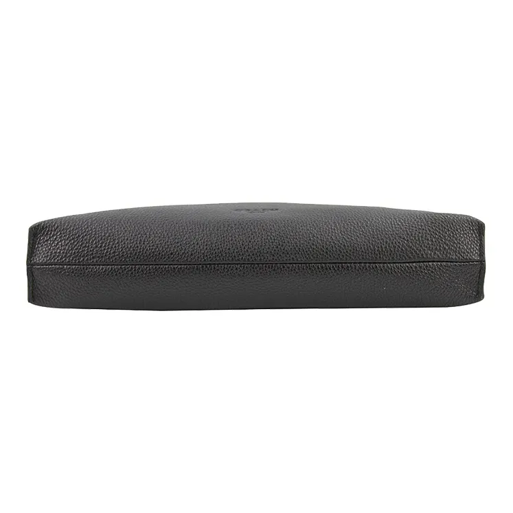 COACH Pouch Polished Pebbled Leather Wrist Bag Clutch Large Size Men's Black-4