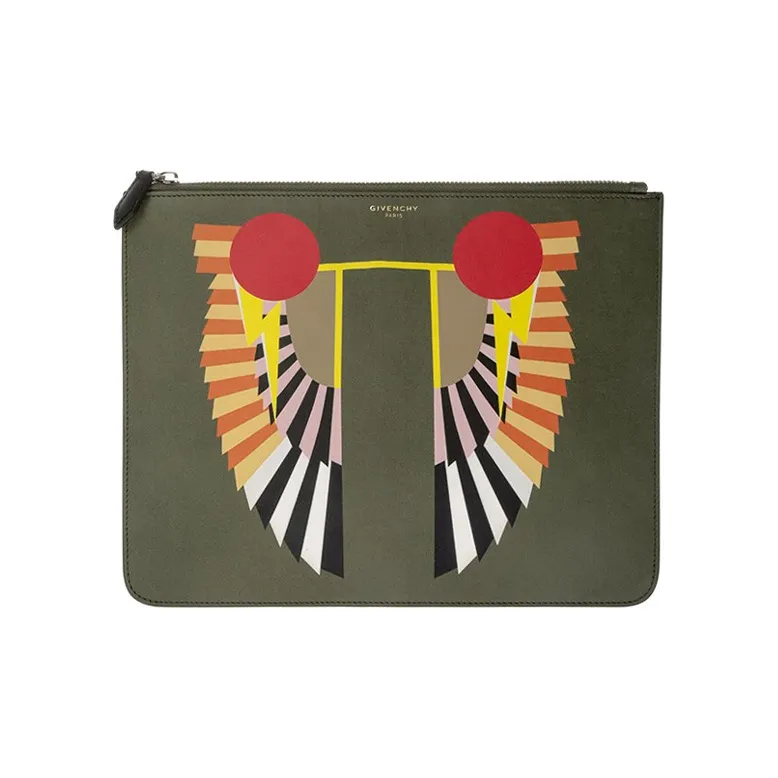 GIVENCHY Leather Clutch Unisex Army Green-0