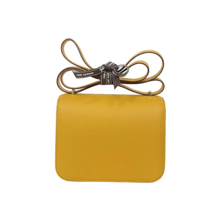 HERMES Constance Epsom Leather Handheld Shoulder Bag Crossbody Bag Mini Women's 9D Amber Yellow-2
