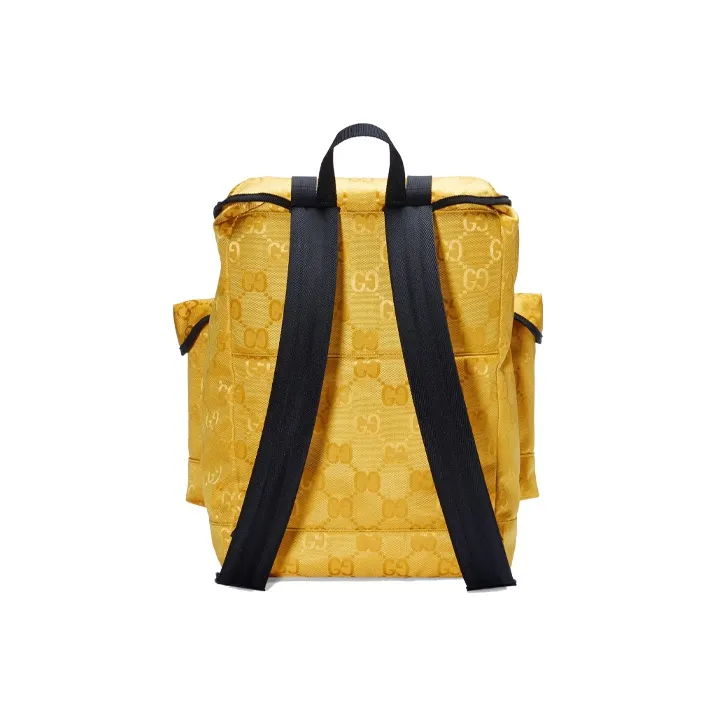 GUCCI Nylon And Leather Backpack Unisex Yellow/Black-2