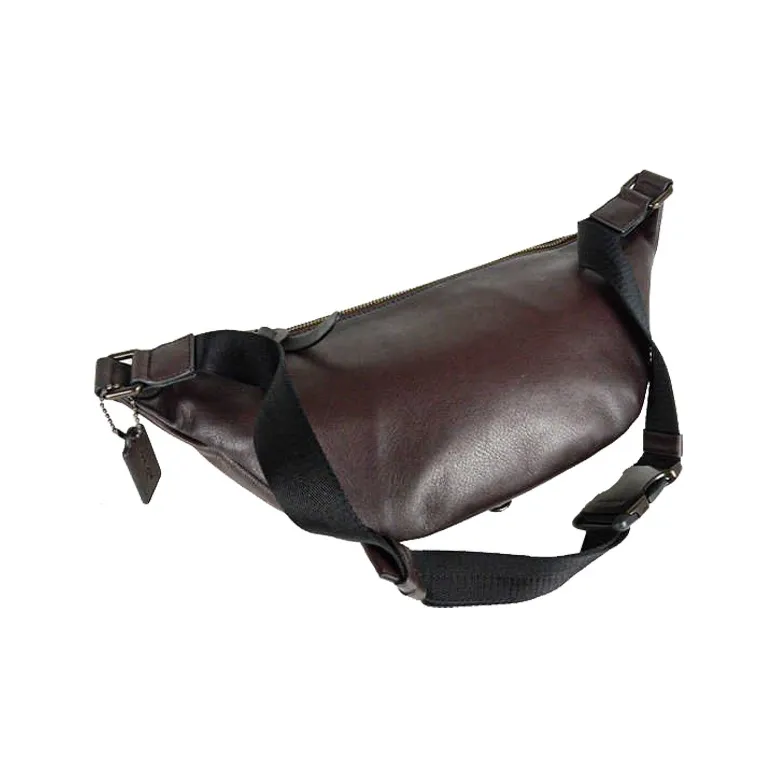COACH Rivington Leather Crossbody Bag One Shoulder Crossbody Sling Bag Fanny Pack Large Size Men's Burgundy-2