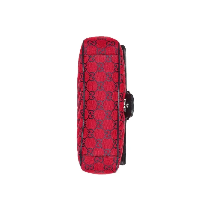 GUCCI GG Marmont Quilting Canvas With Multicolor Leather Trim Crossbody Canvas Bag, Shoulder Bag Women's-5