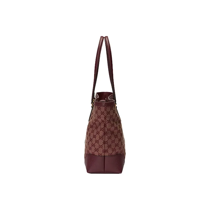 GUCCI Canvas With Leather Shoulder Bag Crossbody Bag Handbag Medium Size Women's Burgundy-2