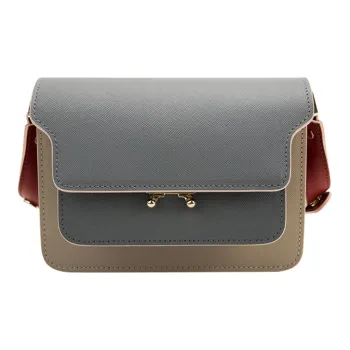 MARNI Trunk Cow Leather Crossbody Bag Shoulder Bag Mini Women's Gray Blue/Khaki