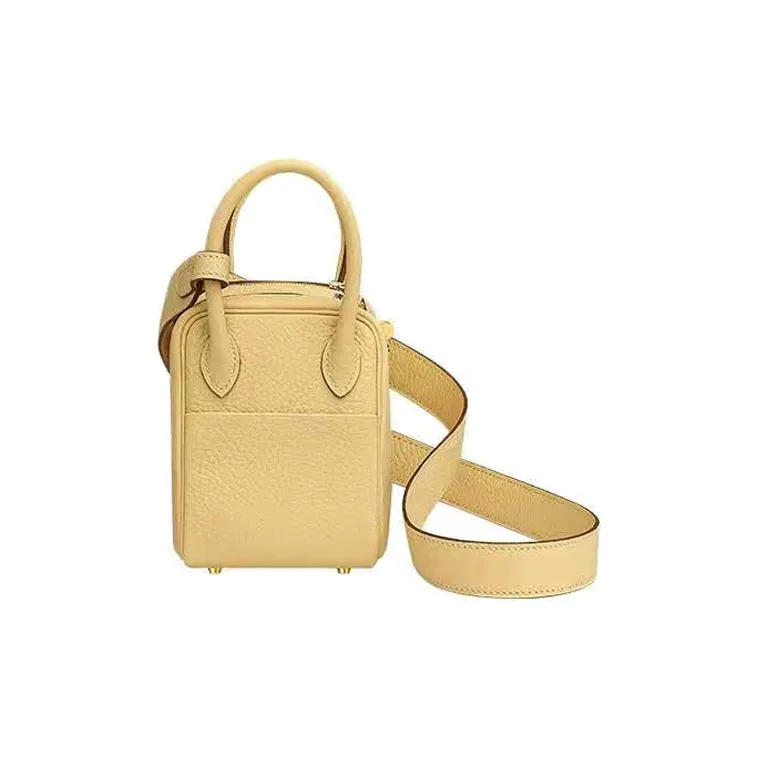 HERMES Lindy Clemence Bullock Leather Handbags Shoulder Bag Crossbody Bag Mini Women's Chick Yellow-1