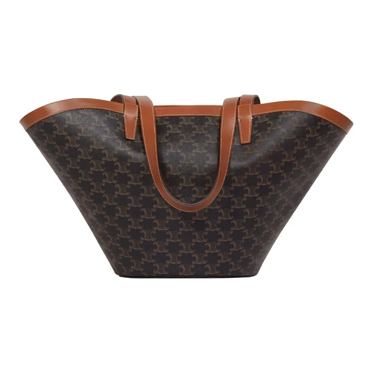 CELINE Couffin Canvas With Leather Binding Tote Bag, Shopping Bag, Handbag Tubas Women's Black/Brown-3