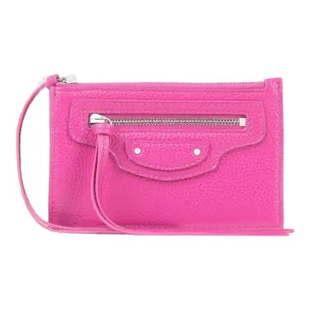 Balenciaga Neo Classic Cow Leather Coin Purse Card Clip Card Holder Regular Women's Bright Pink