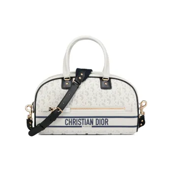 DIOR VibeOBLIQUE Rubber Bowling Bag Shoulder Bag Crossbody Bag Handbags Medium Size Women's White