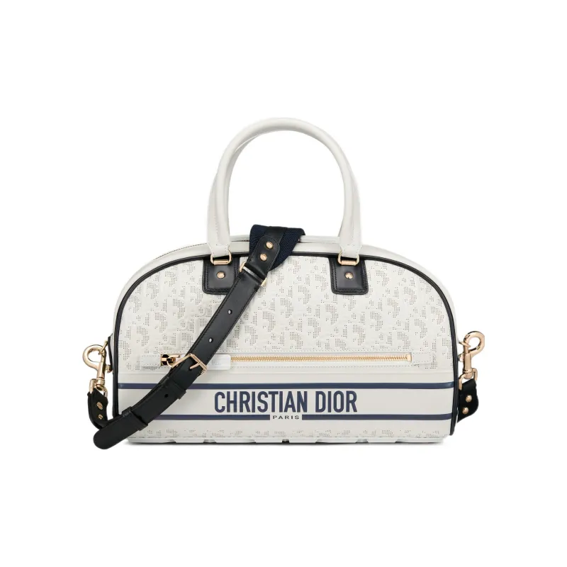 DIOR VibeOBLIQUE Rubber Bowling Bag Shoulder Bag Crossbody Bag Handbags Medium Size Women's White-0