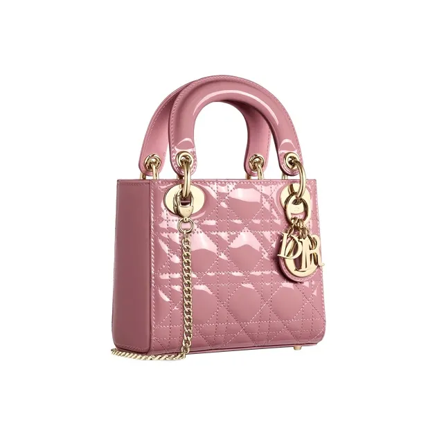 DIOR Lady Dior Patent Leather Cowhide Dior Bag Shoulder Bag Crossbody Bag Handbag Mini Women's Light Purple-1