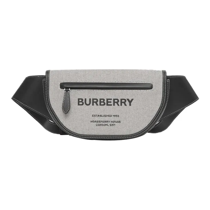 Burberry OlympiaHorseferry Canvas Ellenia Half-Moon Bag Shoulder Bag Crossbody Bag Fanny Pack Sling Bag Men's Black-0