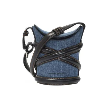 Alexander McQueen The Curve Mini Shoulder Bag Denim Black