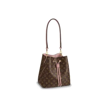 LOUIS VUITTON Coated Canvas With Leather Bucket Bag, One Shoulder Handbag Regular Women's Brown