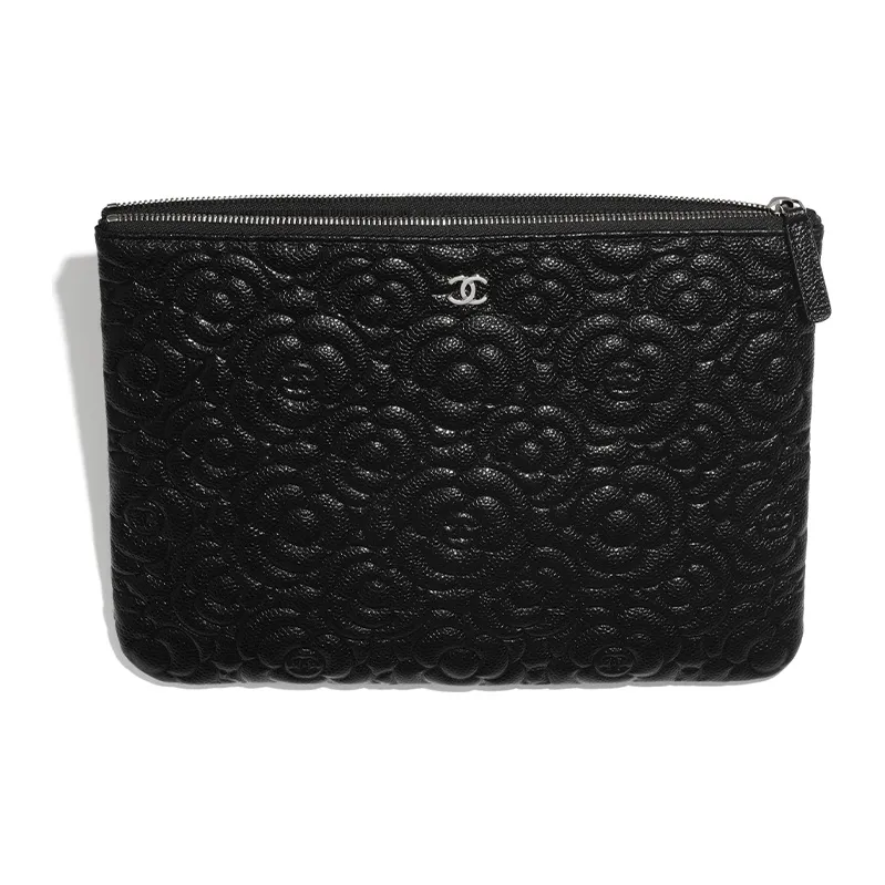 CHANEL Cow Leather Pouch, Clutch Women's Black-1