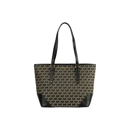 MICHAEL KORS Lillian Canvas With Leather Tote Bag, Shopping Bag, Shoulder Bag Women's Black