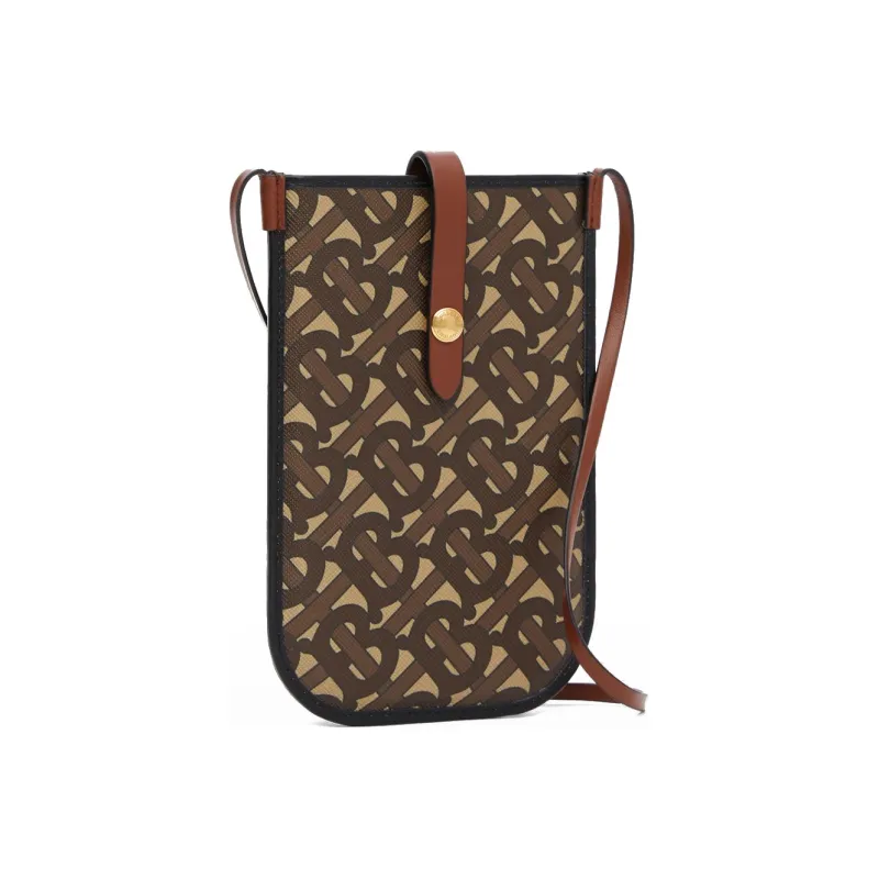 Burberry Monogram Print E Canvas Card And Phone Case With Strap Bridle Brown-2