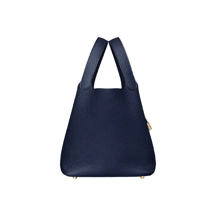 HERMES Picotin Little Bull Leather Basket Bag Handbag Bucket Bag 22 Women's Midnight Blue-1