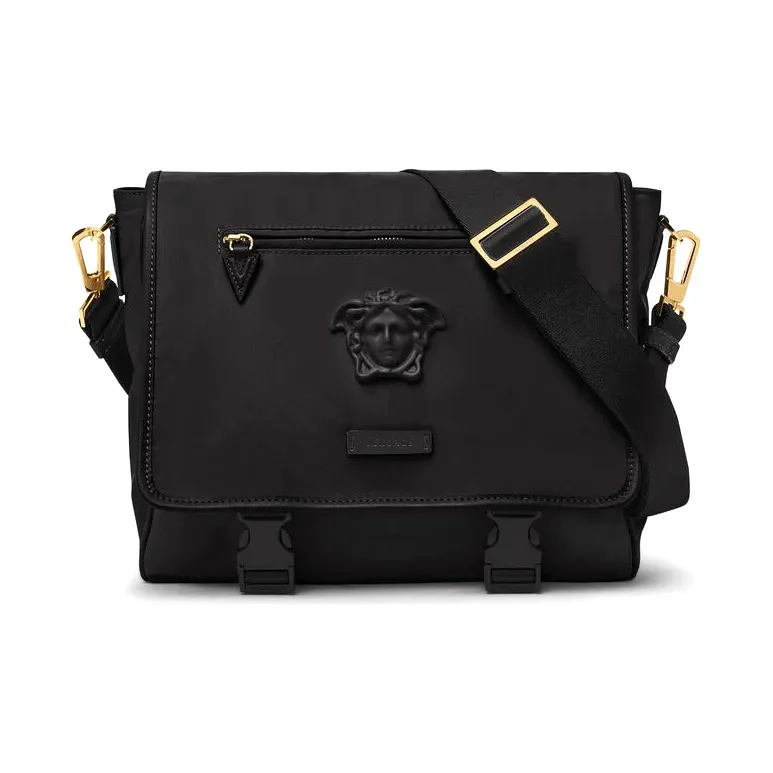 VERSACE La Medusa Cow Leather Messenger Bag Shoulder Bag Crossbody Bag Men's Black-0
