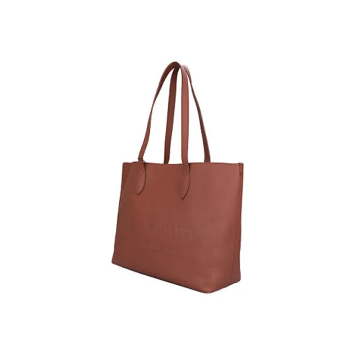 Burberry Embossed Leather Tote Bag Shopping Bag Handbag Shoulder Bag Women's Umber-2