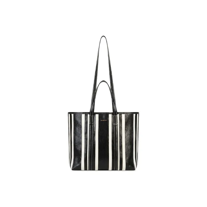 Balenciaga Lambskin Tote Bag Shopping Bag Handbag Shoulder Bag Crossbody Bag Medium Size Unisex Black/White-3