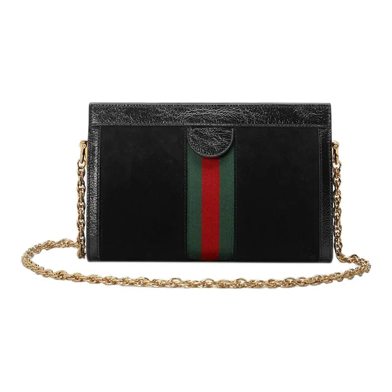 GUCCI Suede Patchwork Patent Leather Shoulder Bag Small Size Women's Black-1