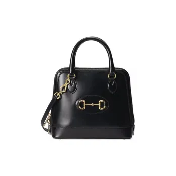 GUCCI Leather Dome Bag Shoulder Bag Crossbody Bag Handbag Small Size Women's Black