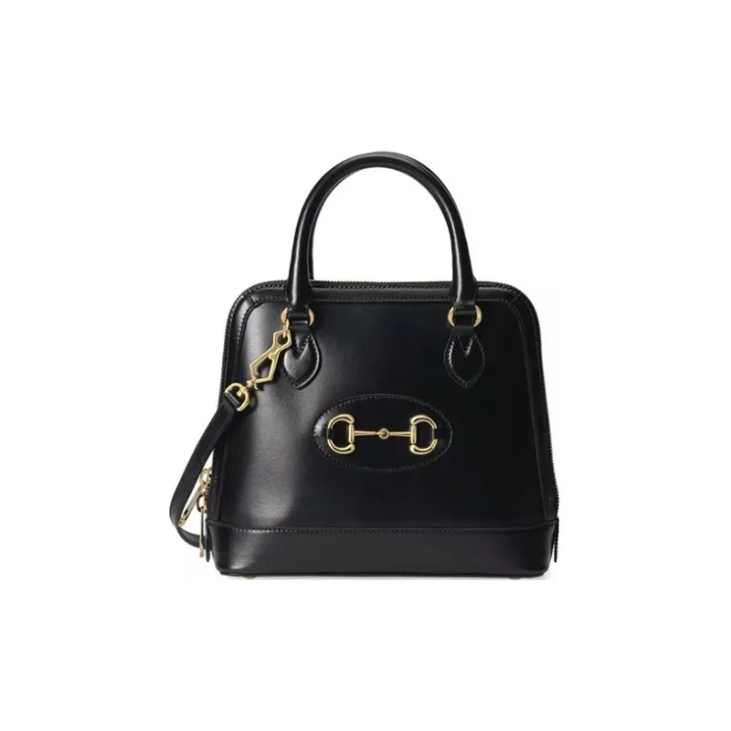 GUCCI Leather Dome Bag Shoulder Bag Crossbody Bag Handbag Small Size Women's Black-0