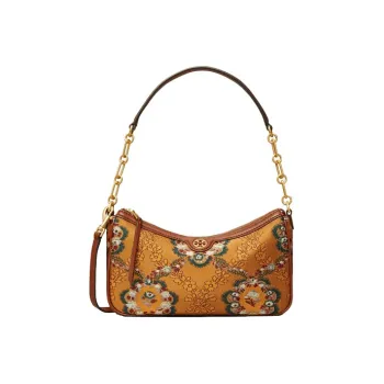 TORY BURCH T Monogram Brocade With Leather Shoulder Bag Women's Sunset Bonfire Yellow