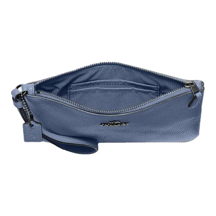 COACH Wristlet Leather Clutch Coin Purse Wrist Bag Small Size Women's Haze Blue-2
