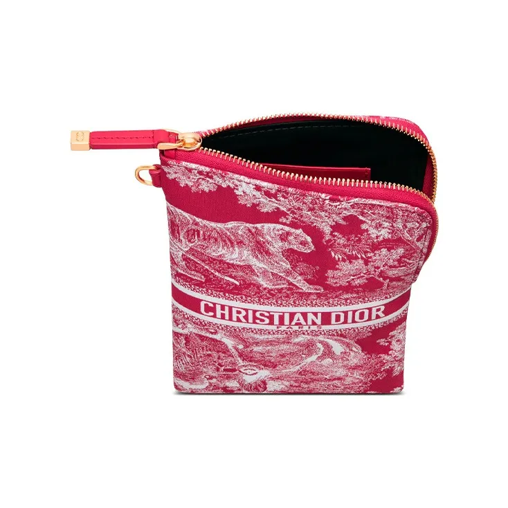 DIOR DiorTravel Canvas Cell Phone Pouch Women's Peach Pink-4