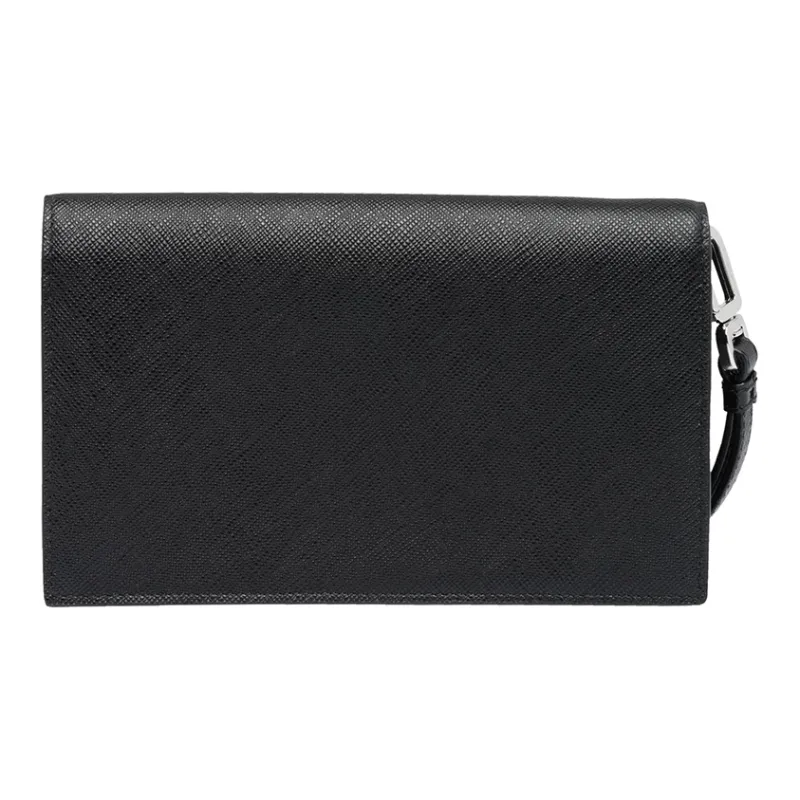 PRADA Cow Leather Clutch Women's Black-1