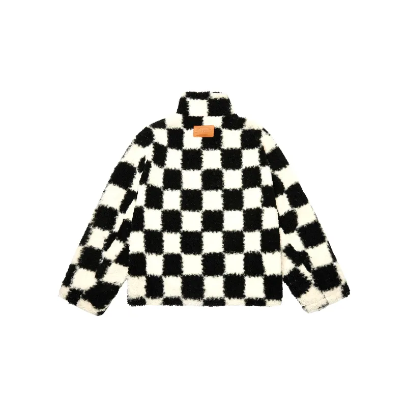 MEDM FW21 Plaid Diamond Stand Collar Loose Fit Thickened Puffer Jacket Unisex Black-1