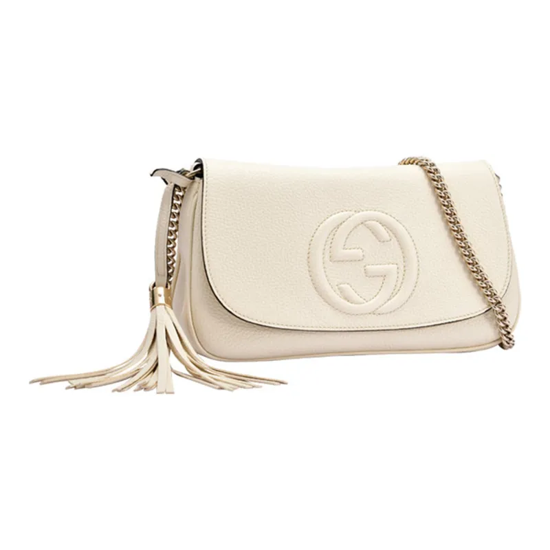 GUCCI Leather Shoulder Bag Women's White-1